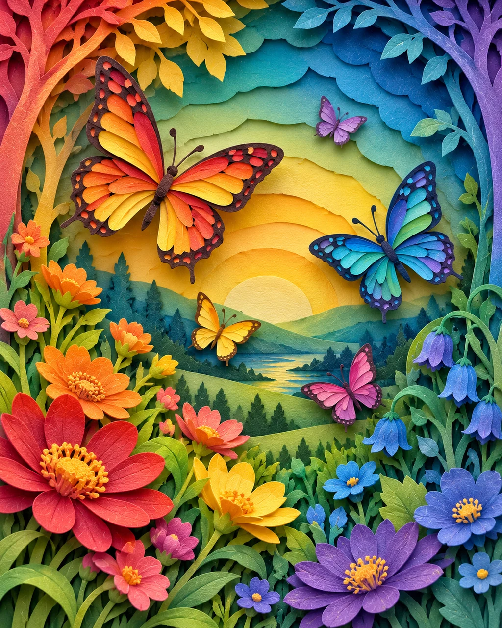 Butterfly Garden · Rainbow Gradient Layers