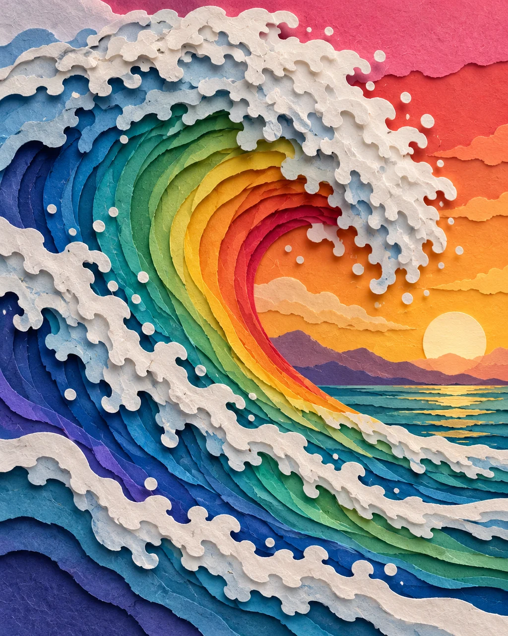 Ocean Wave Curl · Rainbow Gradient Layers
