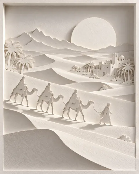 Desert Camel Caravan · All-white Paper