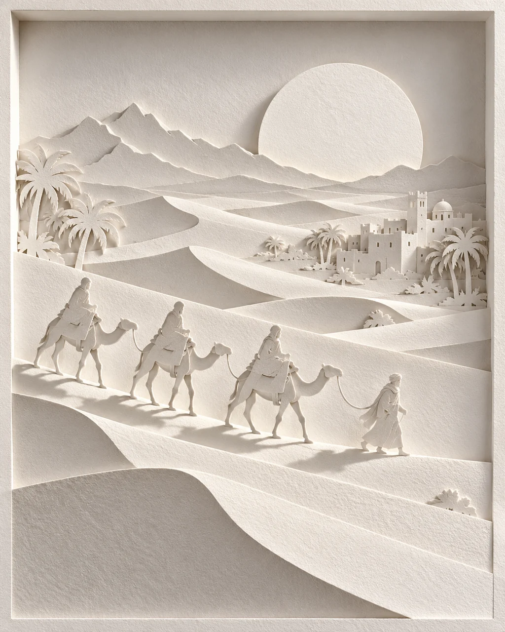 Desert Camel Caravan · All-white Paper