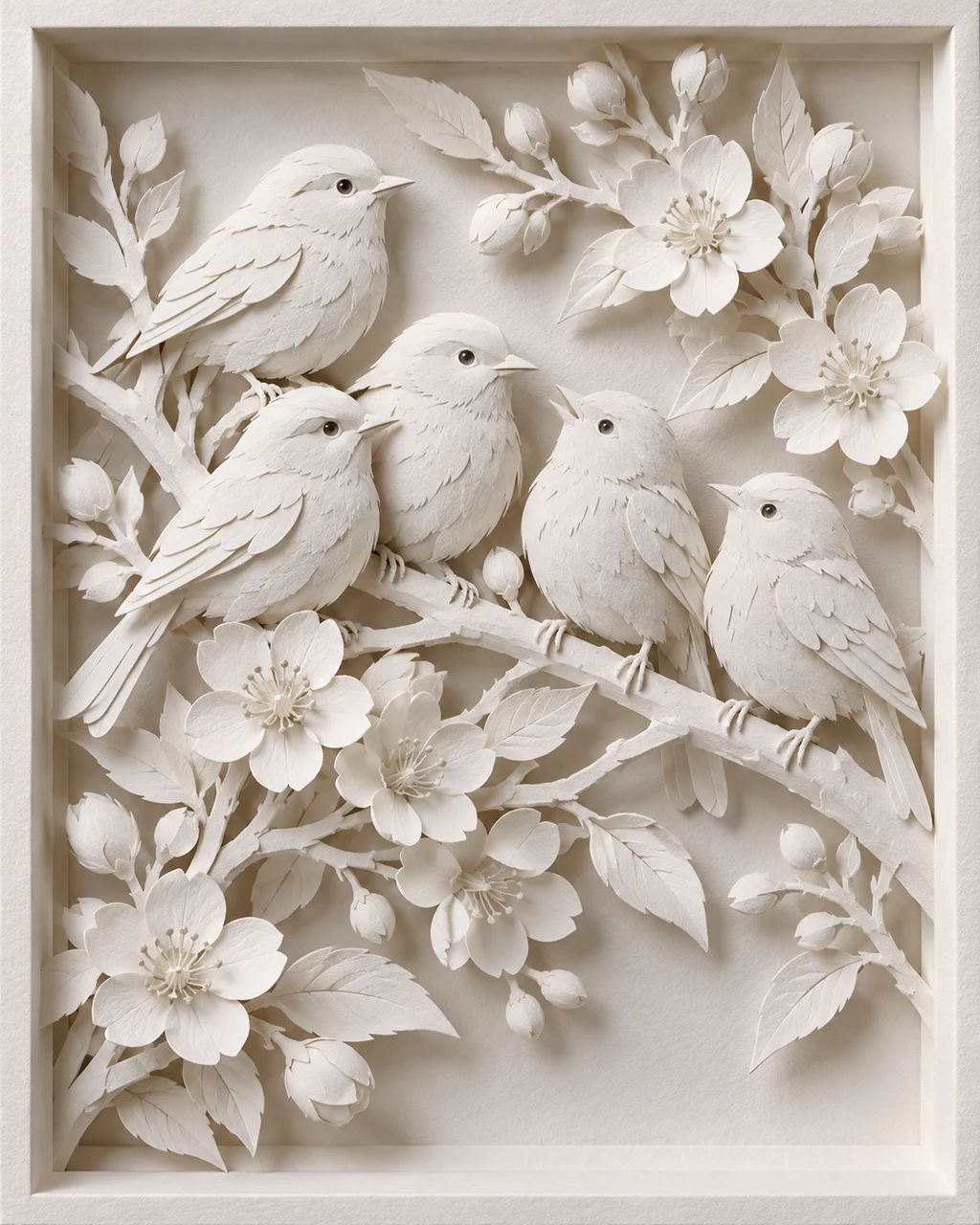 Songbirds on a Branch · All-white Paper