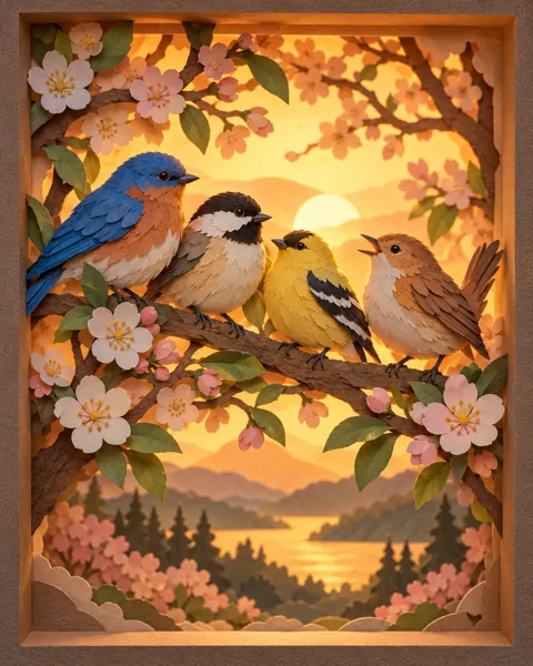 Songbirds on a Branch · Backlit Lightbox