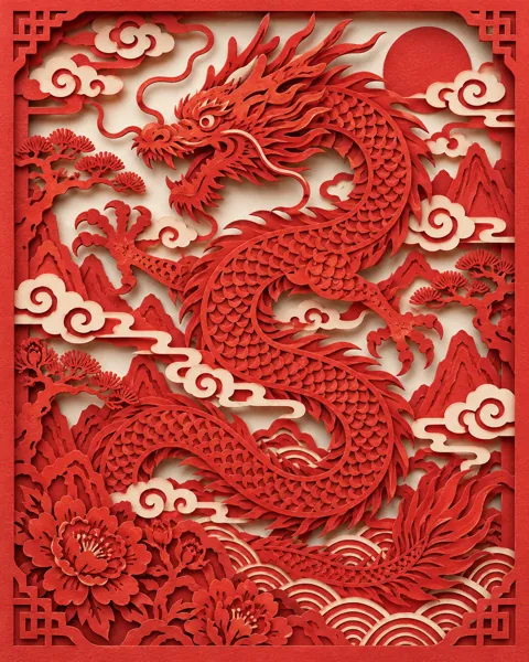 Dragon Dance · Traditional Red Paper-cut