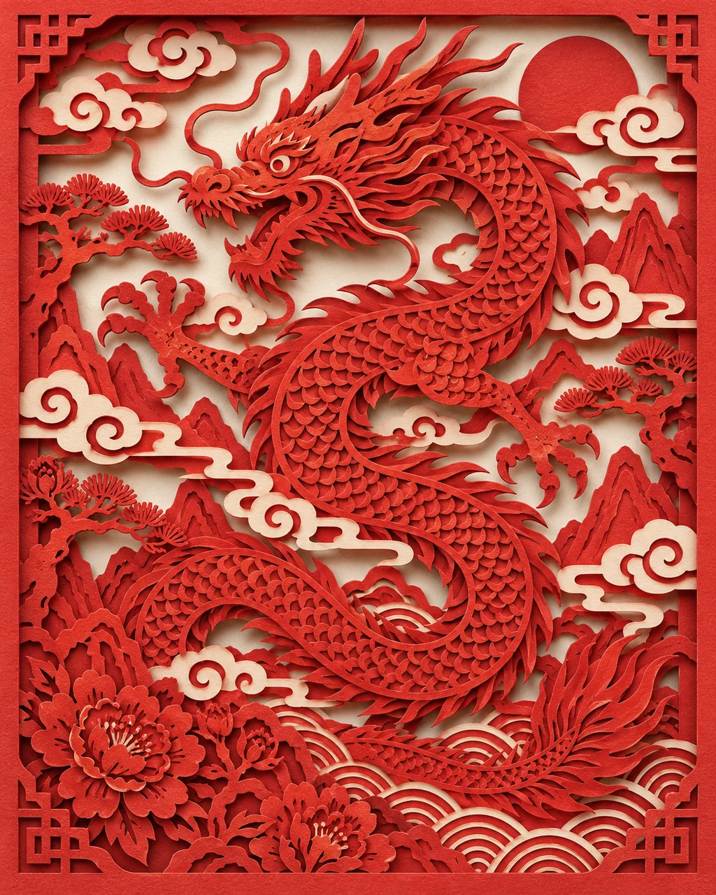 Dragon Dance · Traditional Red Paper-cut