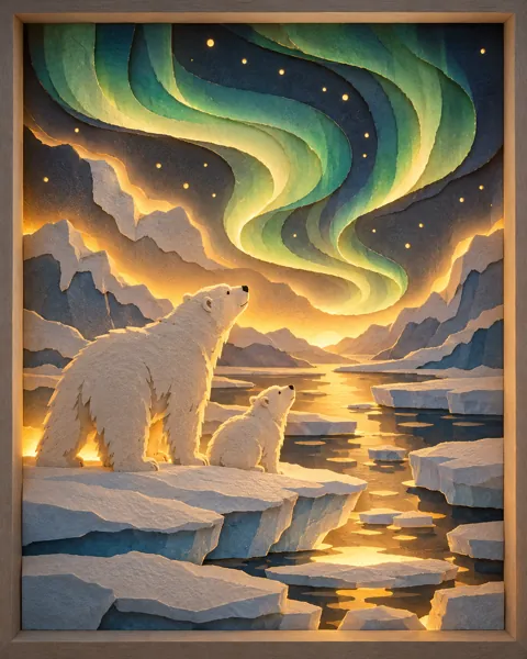 Polar Bears and Aurora · Backlit Lightbox