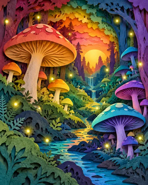 Mushroom Forest · Rainbow Gradient Layers