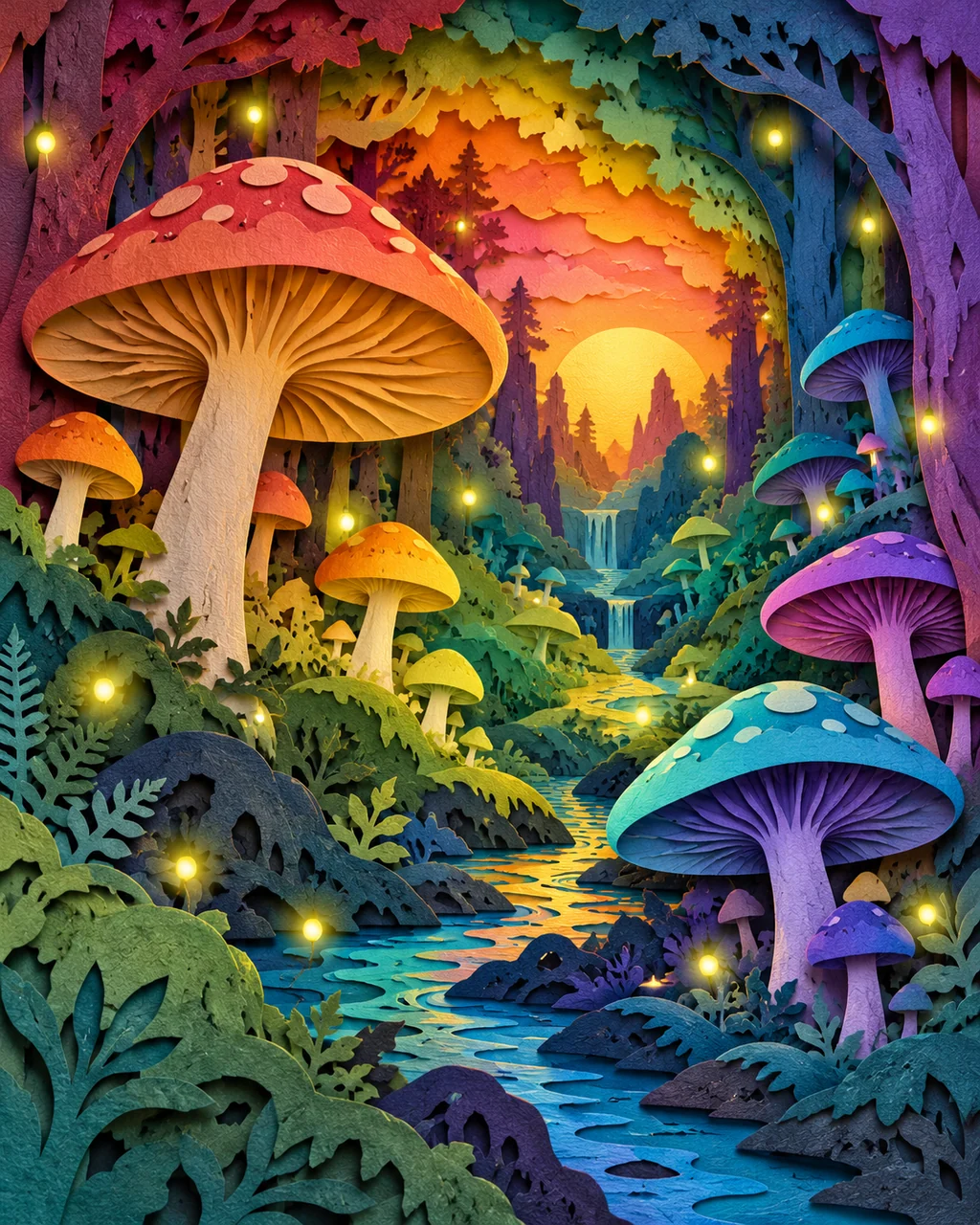 Mushroom Forest · Rainbow Gradient Layers