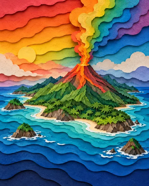 Volcanic Island · Rainbow Gradient Layers