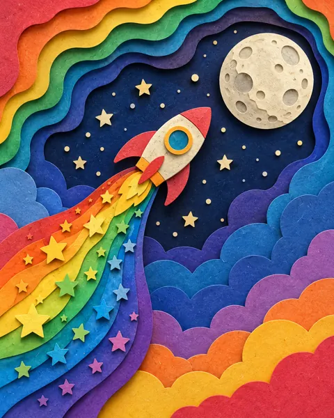 Rocket to the Moon · Rainbow Gradient Layers