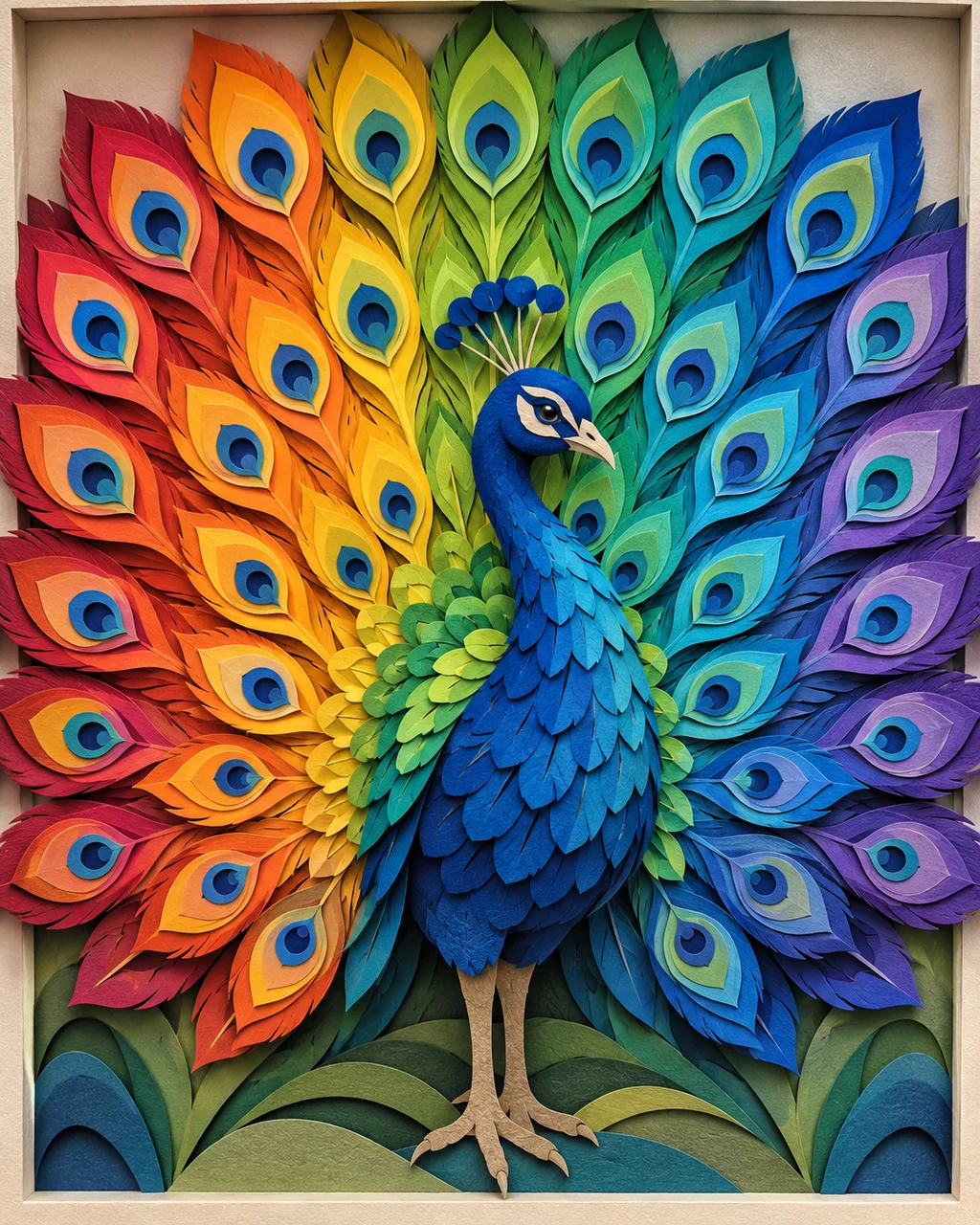 Peacock Display · Rainbow Gradient Layers