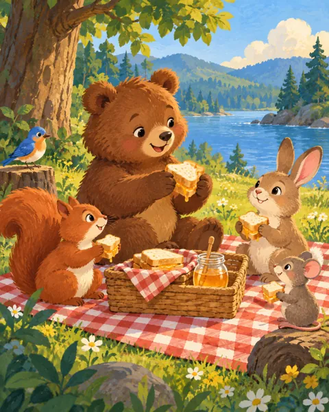 Little Bear Picnic · Gouache Storybook