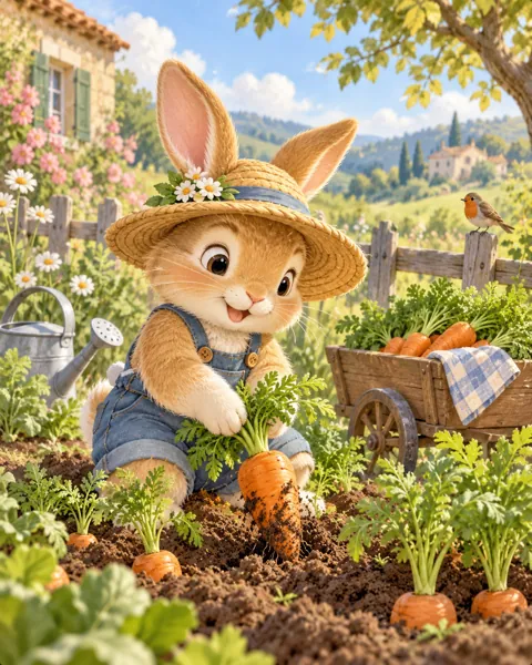 Bunny Gardener · Soft Digital Pastel