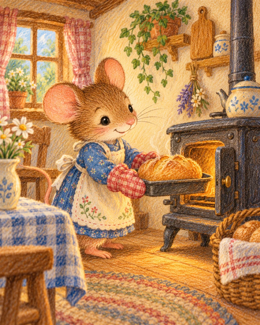 Mouse Baker · Crayon and Colored Pencil