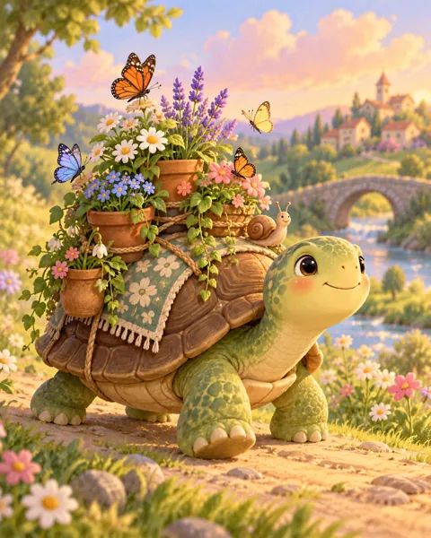 Turtle Garden Express · Soft Digital Pastel