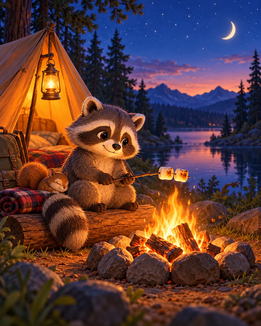 Raccoon Campout · Twilight Lantern Glow