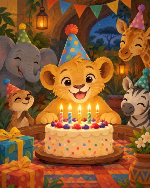 Lion Cub Birthday Party · Gouache Storybook