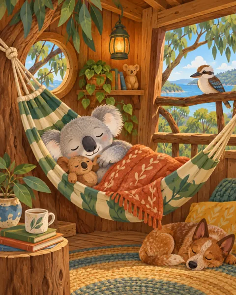 Koala Treehouse Nap · Gouache Storybook