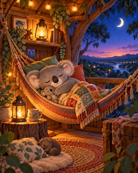 Koala Treehouse Nap · Twilight Lantern Glow