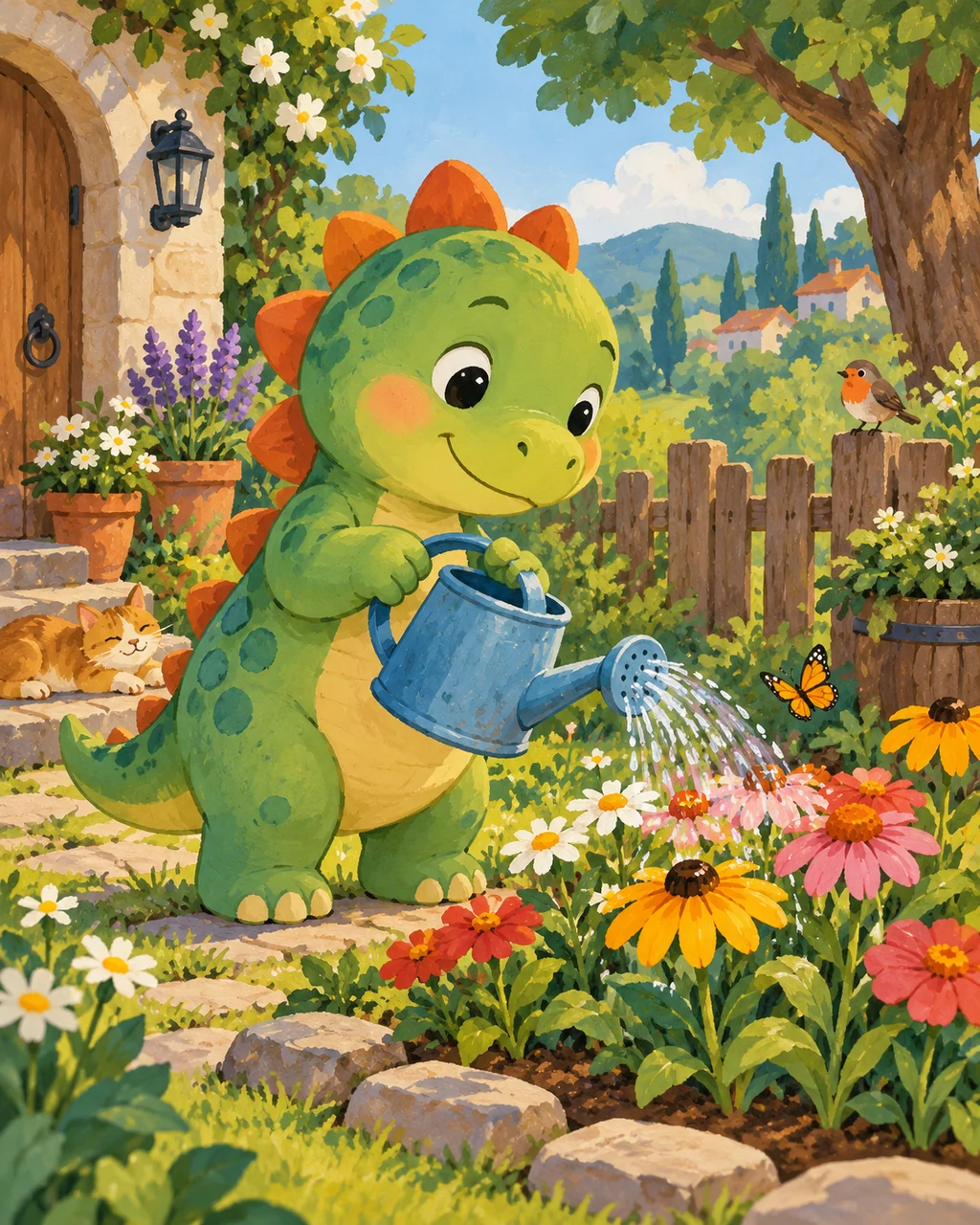 Baby Dinosaur Gardener · Gouache Storybook