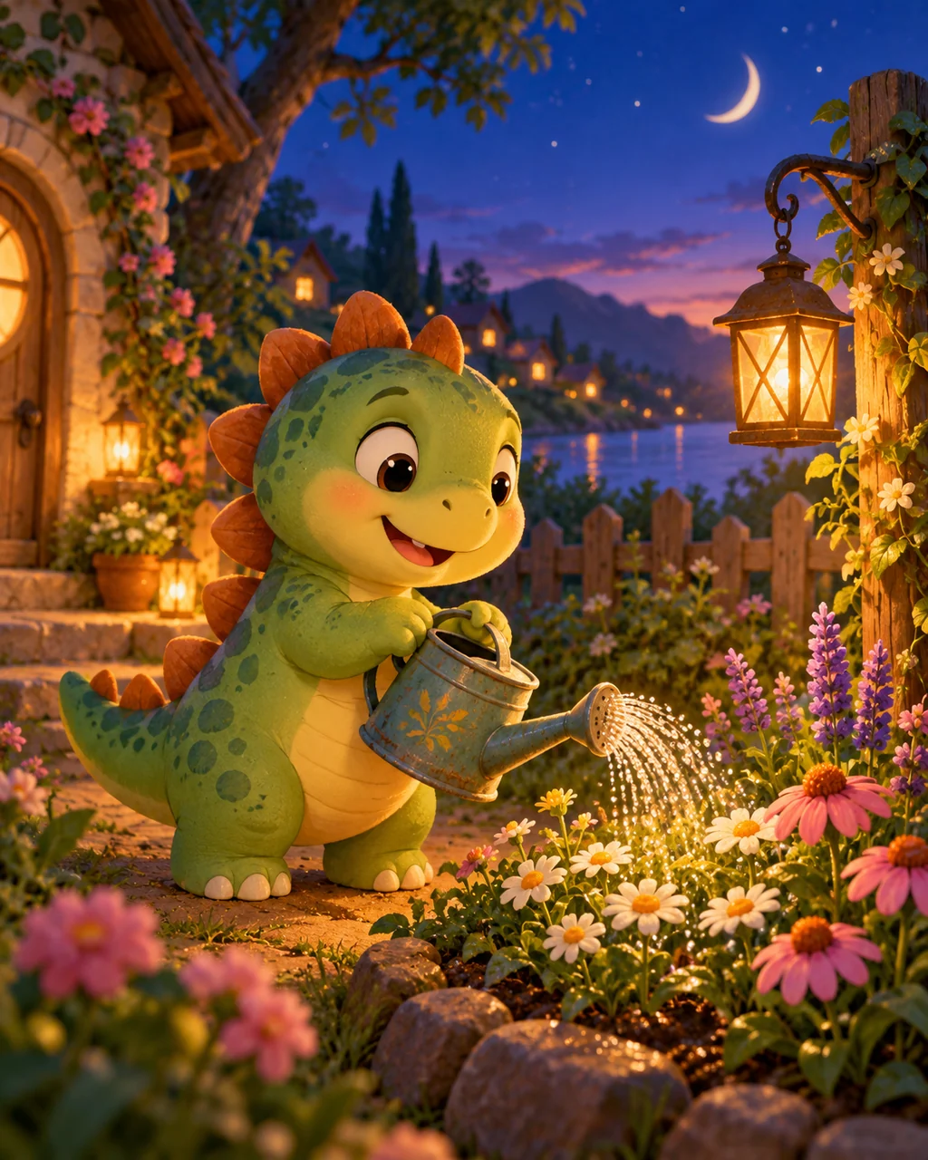 Baby Dinosaur Gardener · Twilight Lantern Glow