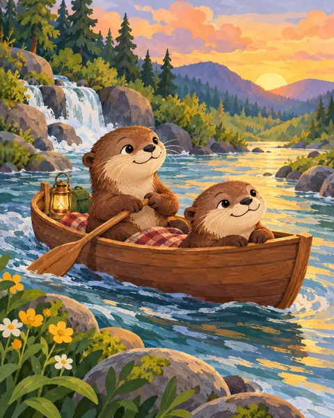 Otter Boat Adventure · Gouache Storybook