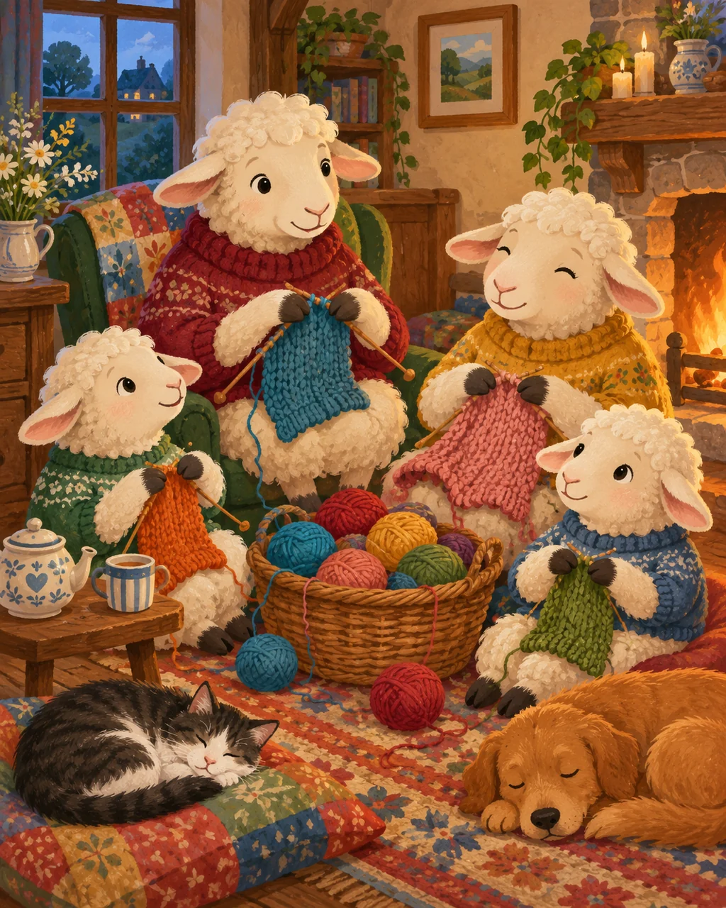 Sheep Knitting Club · Gouache Storybook