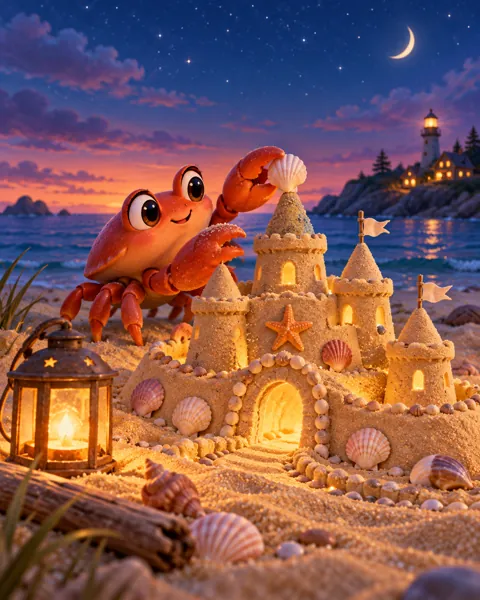 Crab Sandcastle · Twilight Lantern Glow