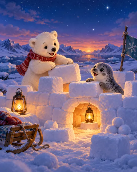Polar Bear Snow Fort · Twilight Lantern Glow