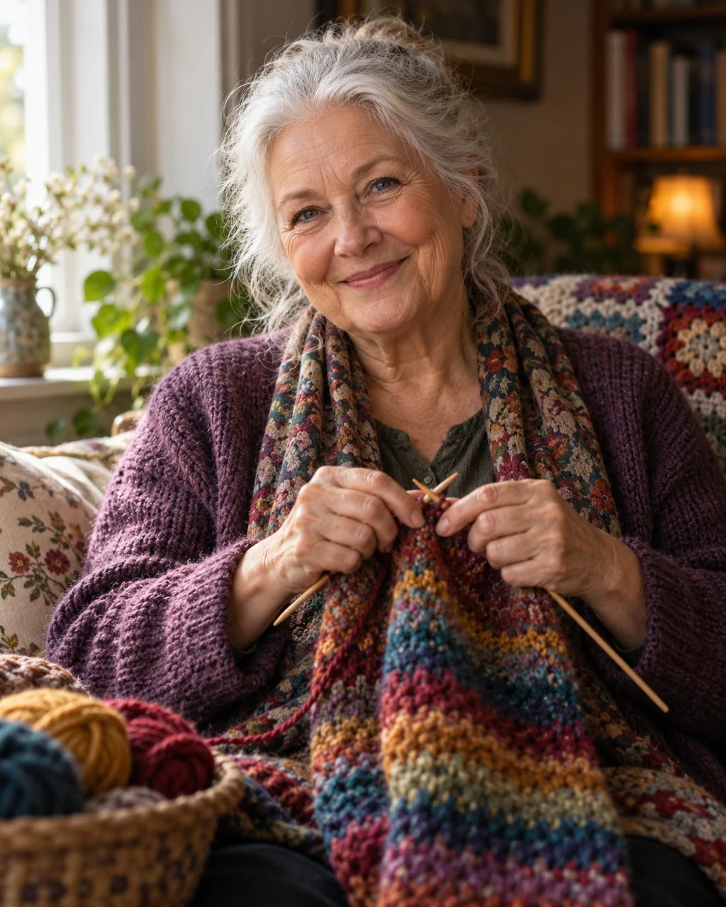 Knitting Grandmother · Soft Window Light