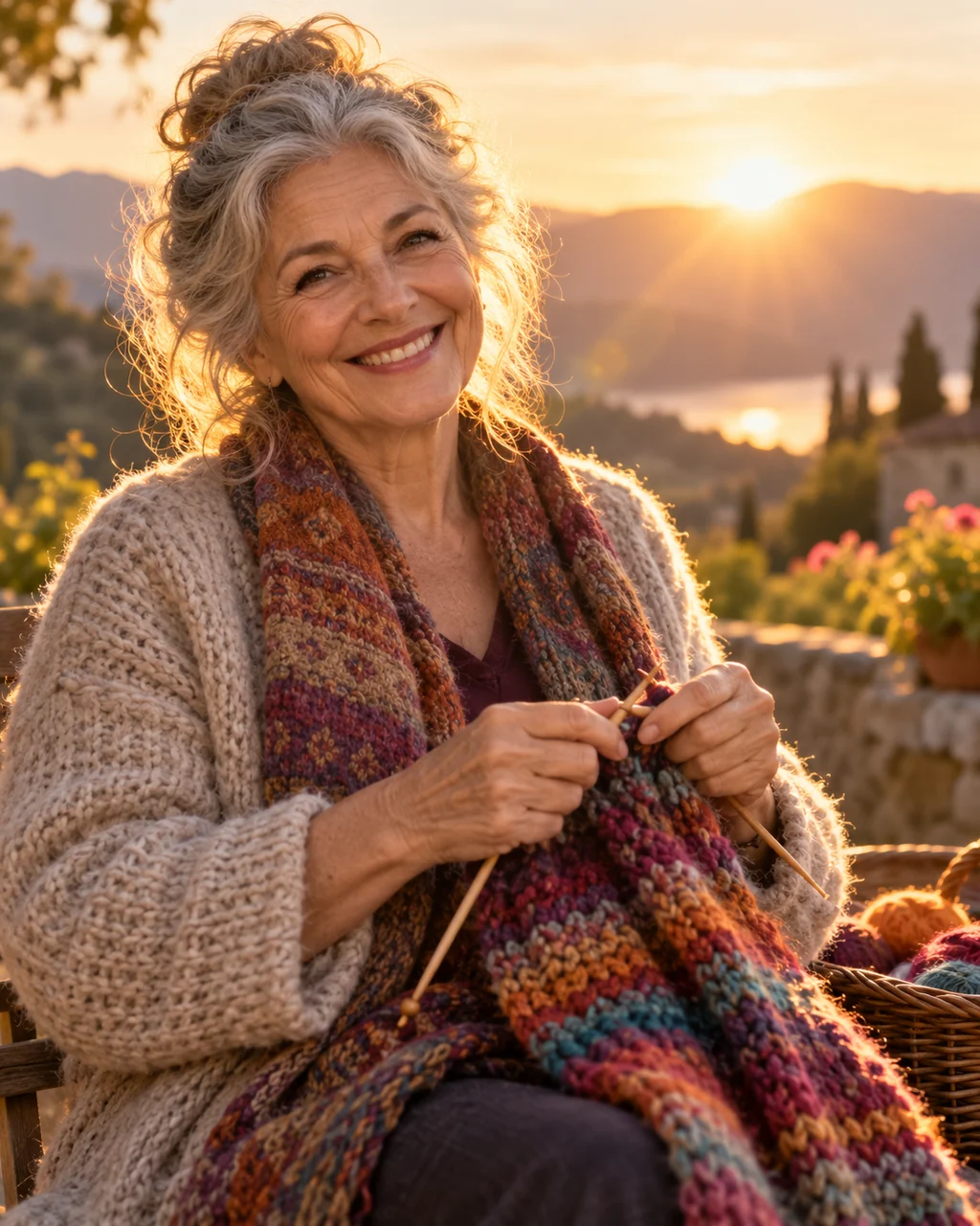 Knitting Grandmother · Golden Backlight