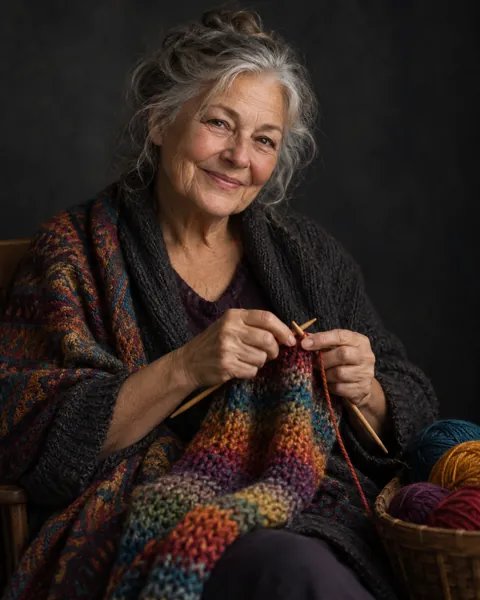 Knitting Grandmother · Low-key Studio
