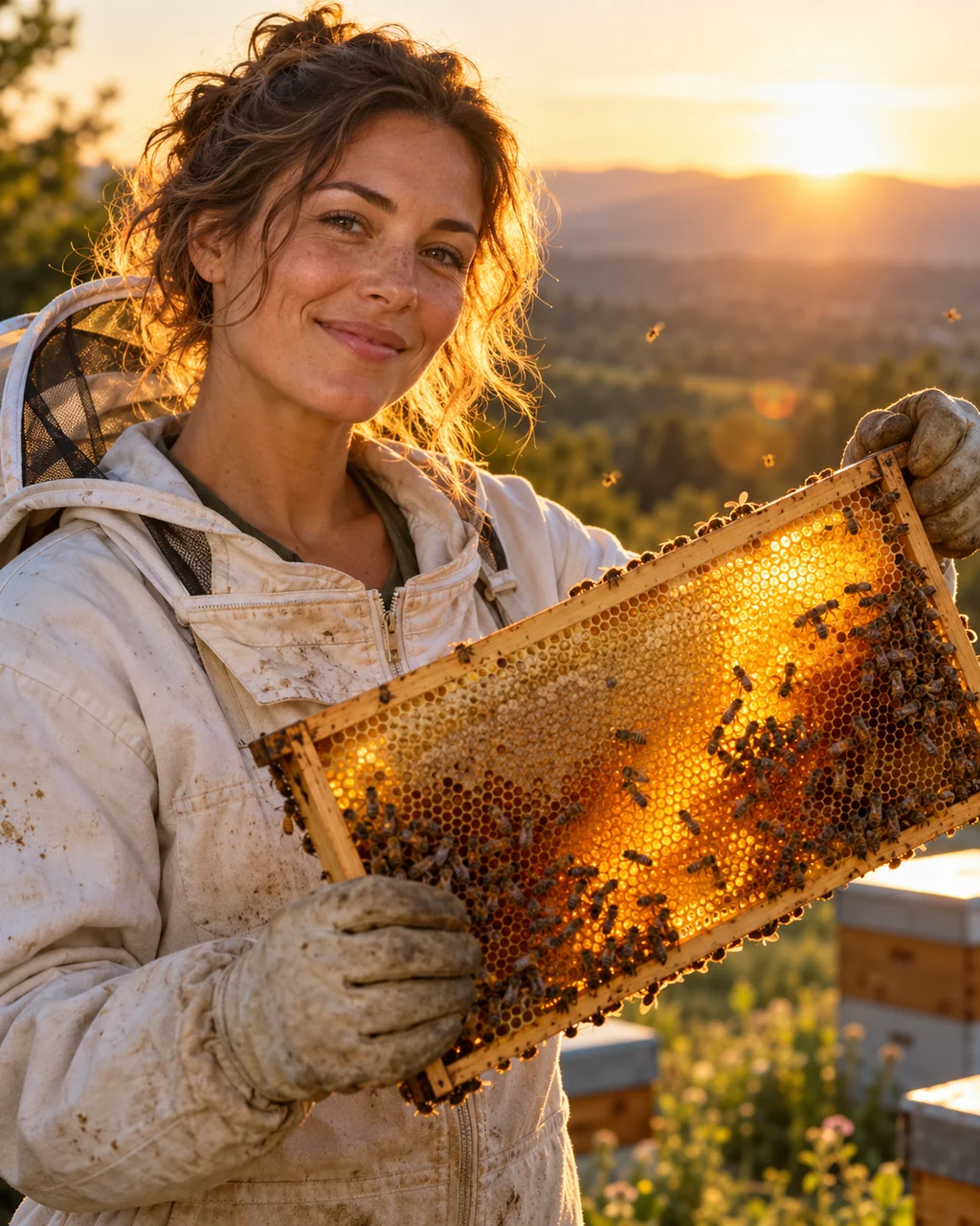 Beekeeper with Honeycomb · Golden Backlight