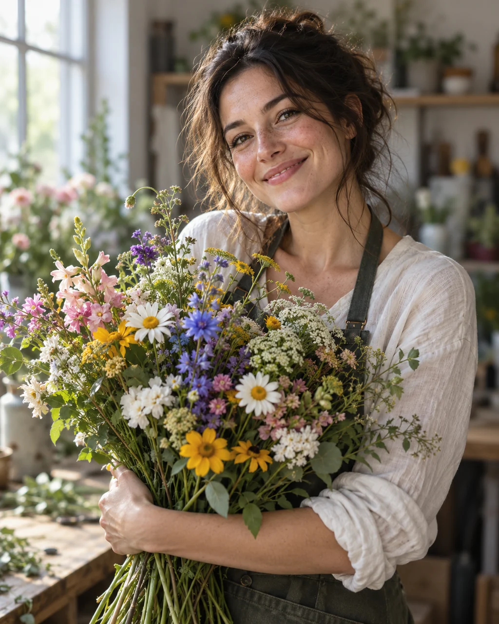 Florist with Bouquet · Soft Window Light