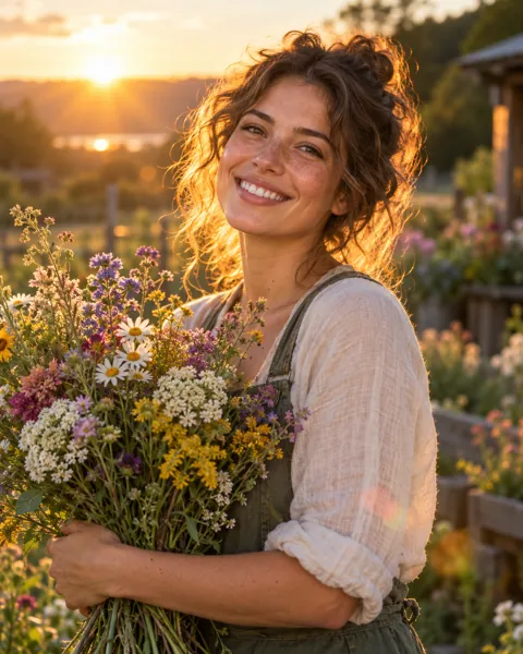 Florist with Bouquet · Golden Backlight