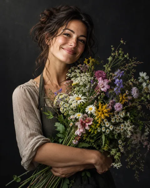 Florist with Bouquet · Low-key Studio