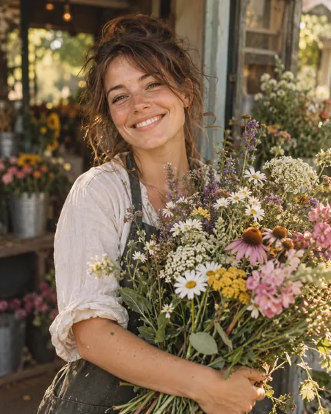 Florist with Bouquet · Analog Film Look