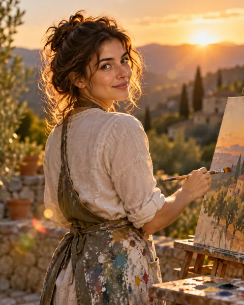 Painter in Studio · Golden Backlight