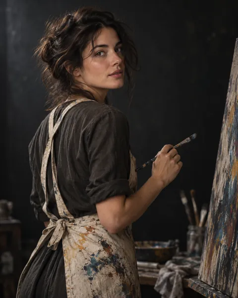 Painter in Studio · Low-key Studio