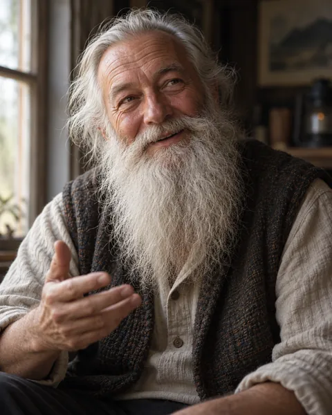 Silver-bearded Storyteller · Soft Window Light