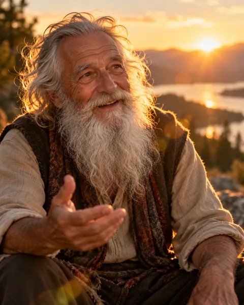 Silver-bearded Storyteller · Golden Backlight