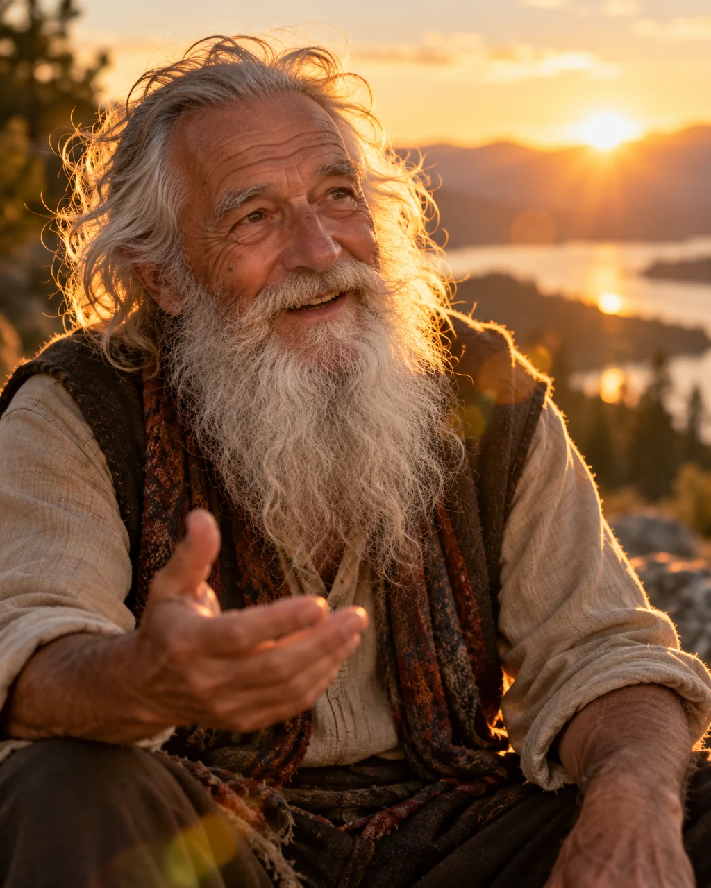 Silver-bearded Storyteller · Golden Backlight