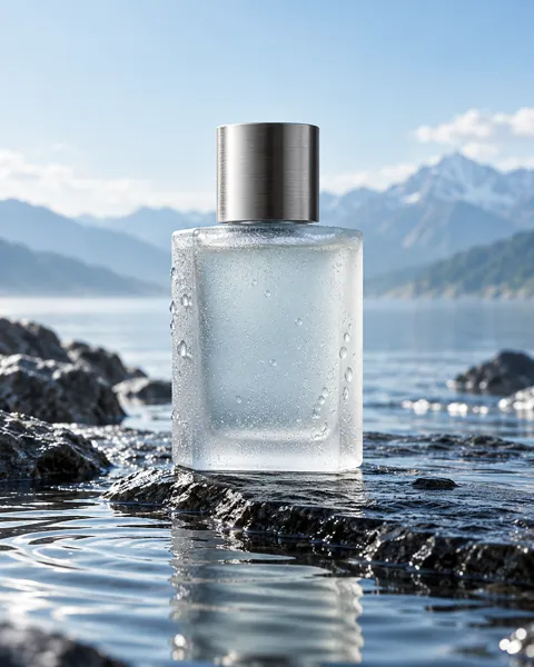Frosted Perfume Bottle · Wet Stone and Ripples