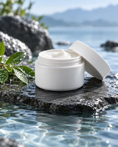 Ceramic Skincare Jar · Wet Stone and Ripples