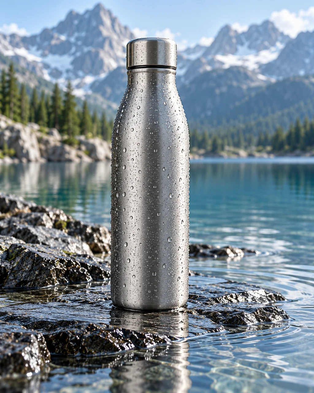 Insulated Steel Bottle · Wet Stone and Ripples