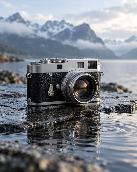 Vintage Film Camera · Wet Stone and Ripples