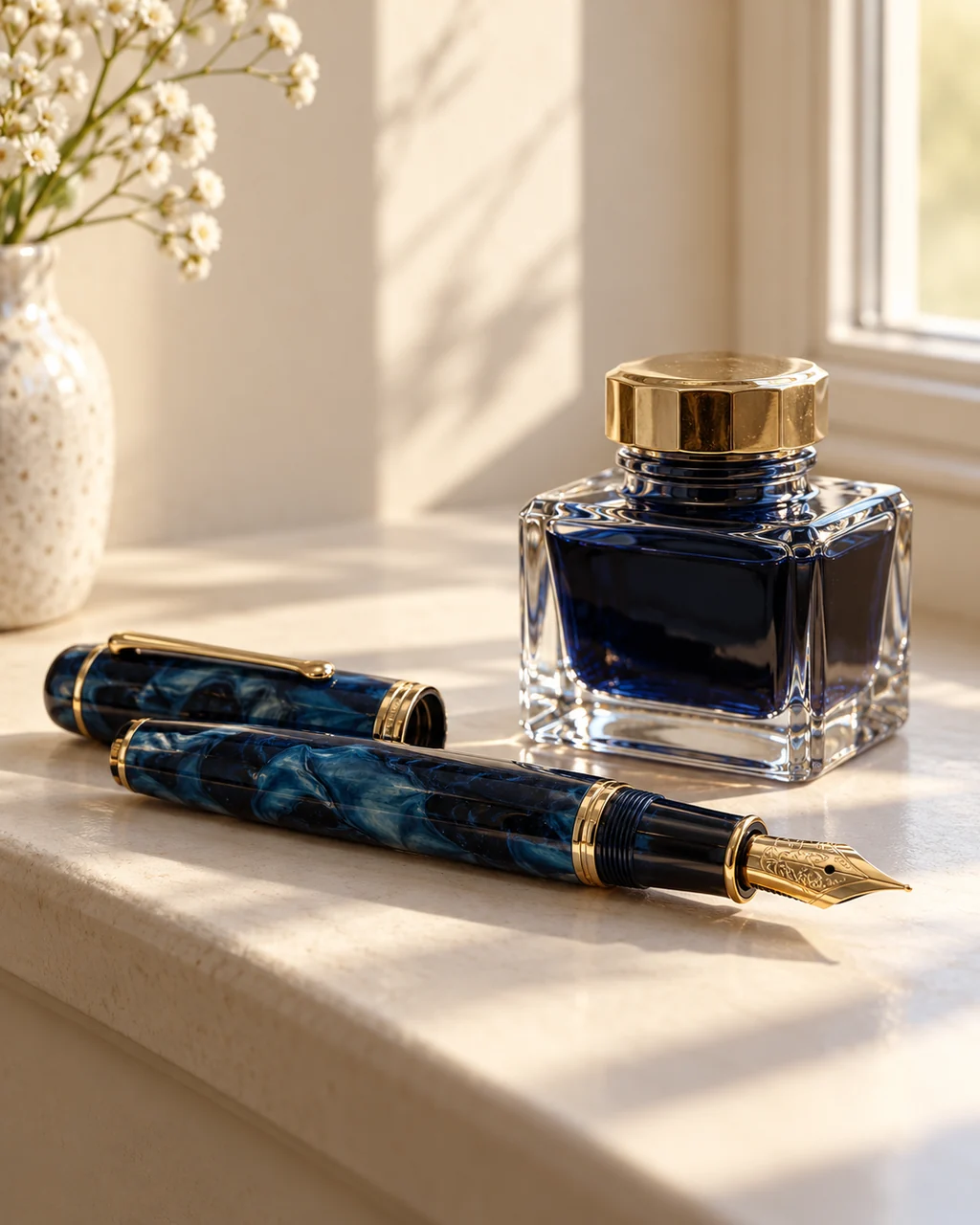 Fountain Pen and Inkwell · Morning Windowsill