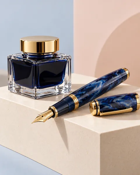 Fountain Pen and Inkwell · Pastel Plinth Studio