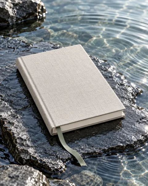 Linen-bound Notebook · Wet Stone and Ripples