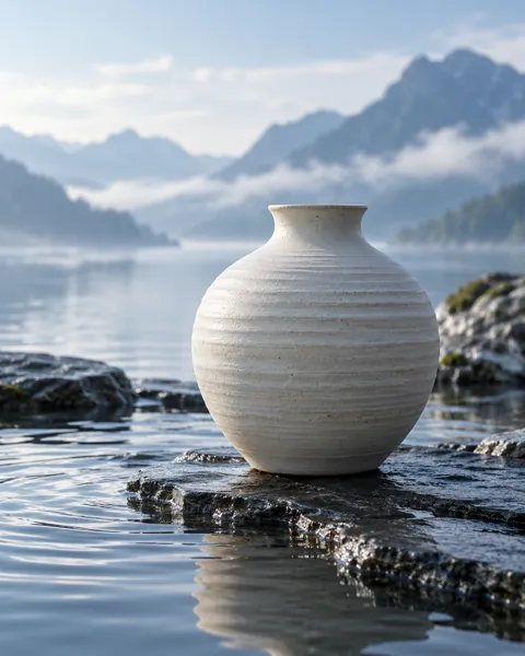 Matte Ceramic Vase · Wet Stone and Ripples