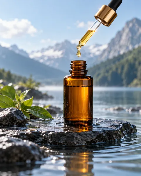 Serum Dropper Bottle · Wet Stone and Ripples